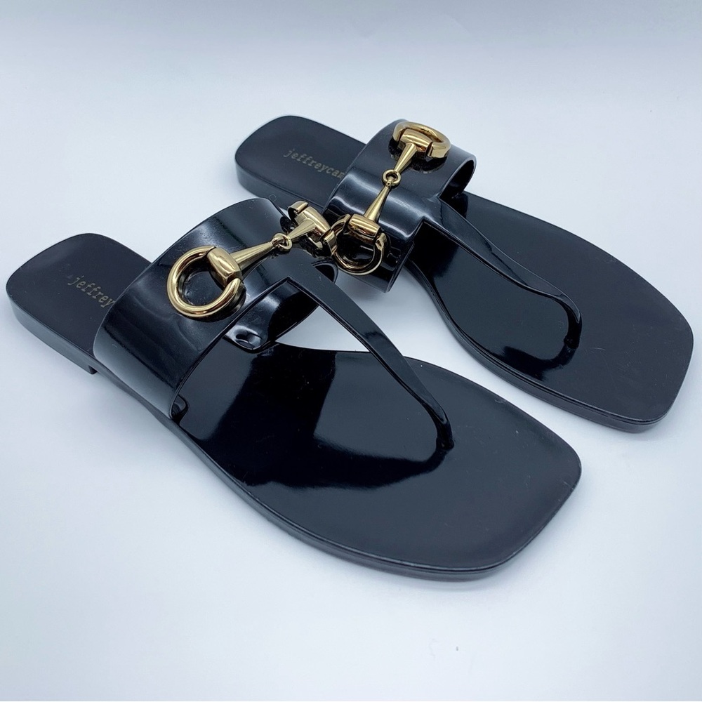 Jeffrey Campbell "A Lil Bit" Thong Black Sandal
